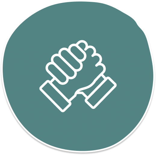 White handshake icon on a symbolizing agreement or partnership. The image conveys a sense of cooperation and trust.