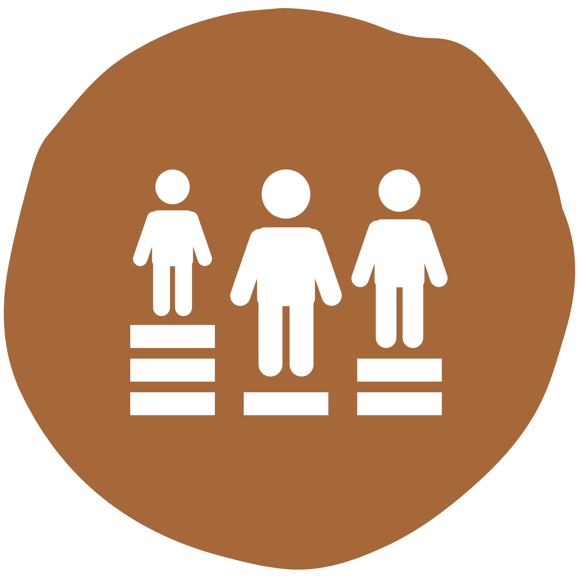 Circular icon with two figures balanced on a seesaw, set against a mustard yellow background. Symbolizes equality and balance.