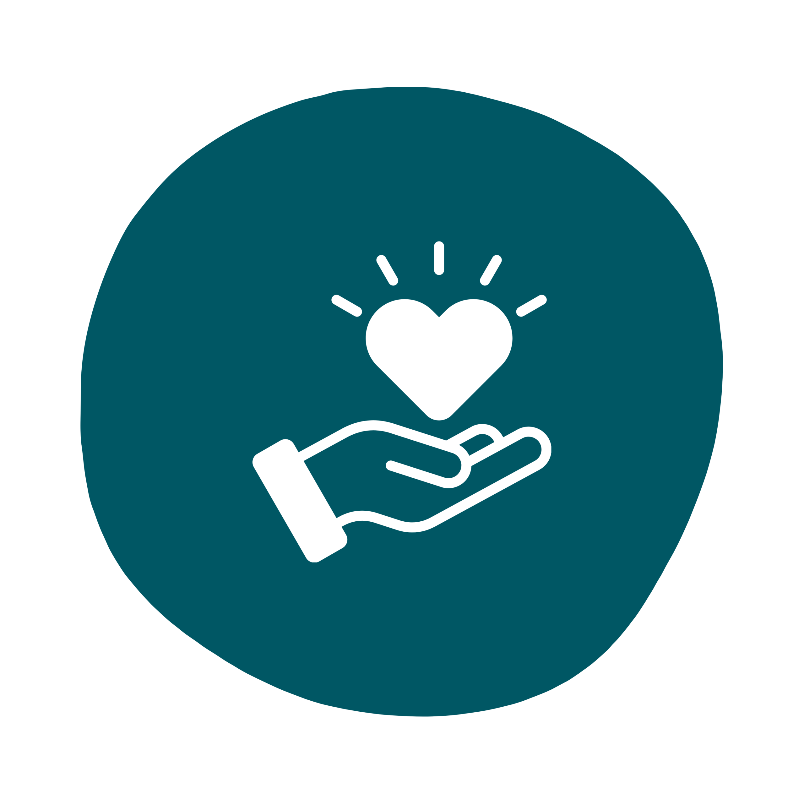 White outline of a box filled with groceries, including a bottle, apple, and bread. Minimalist design.